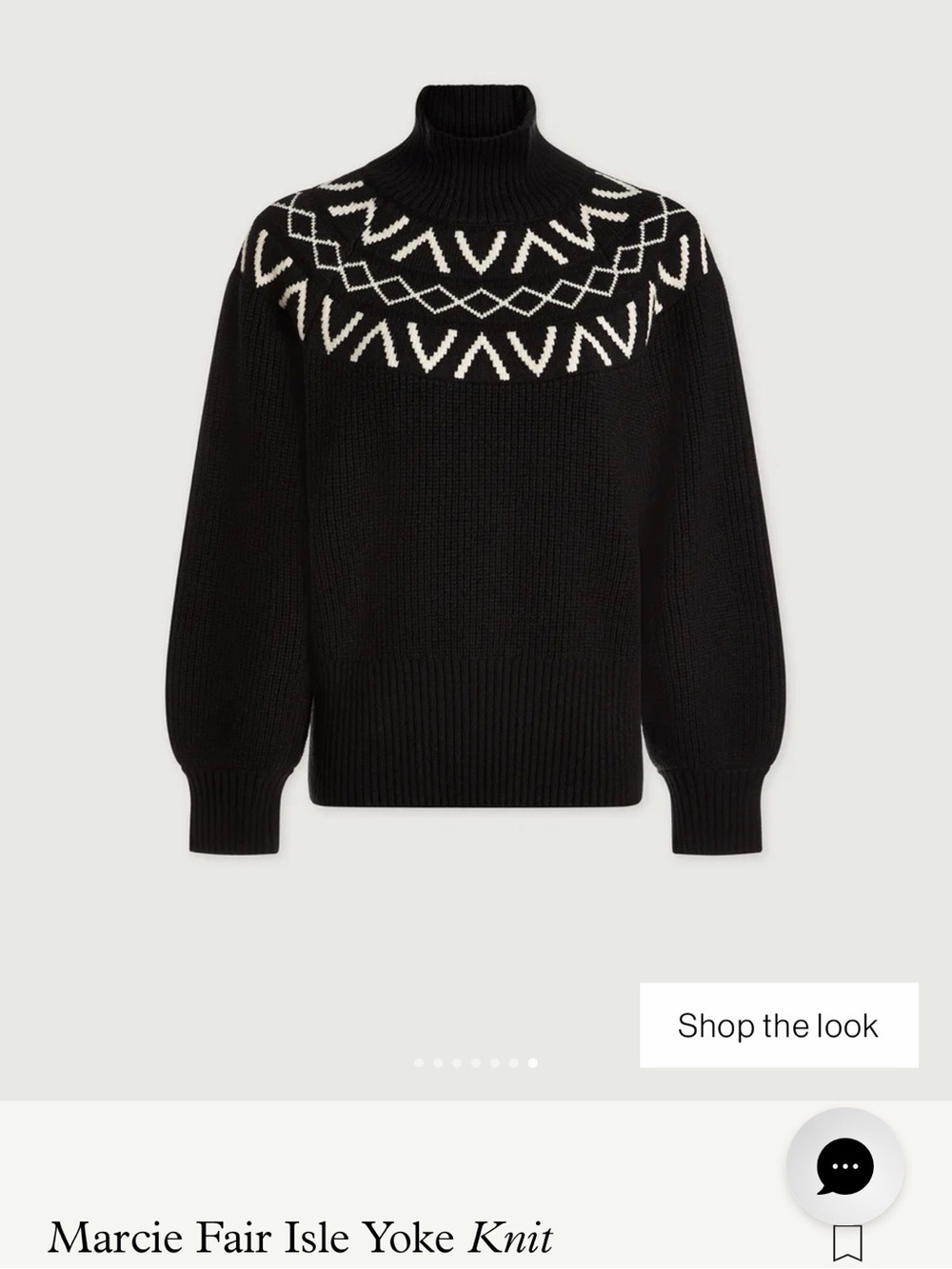 NWOT Varley Marcie Fair Isle Yoke Knit - Black